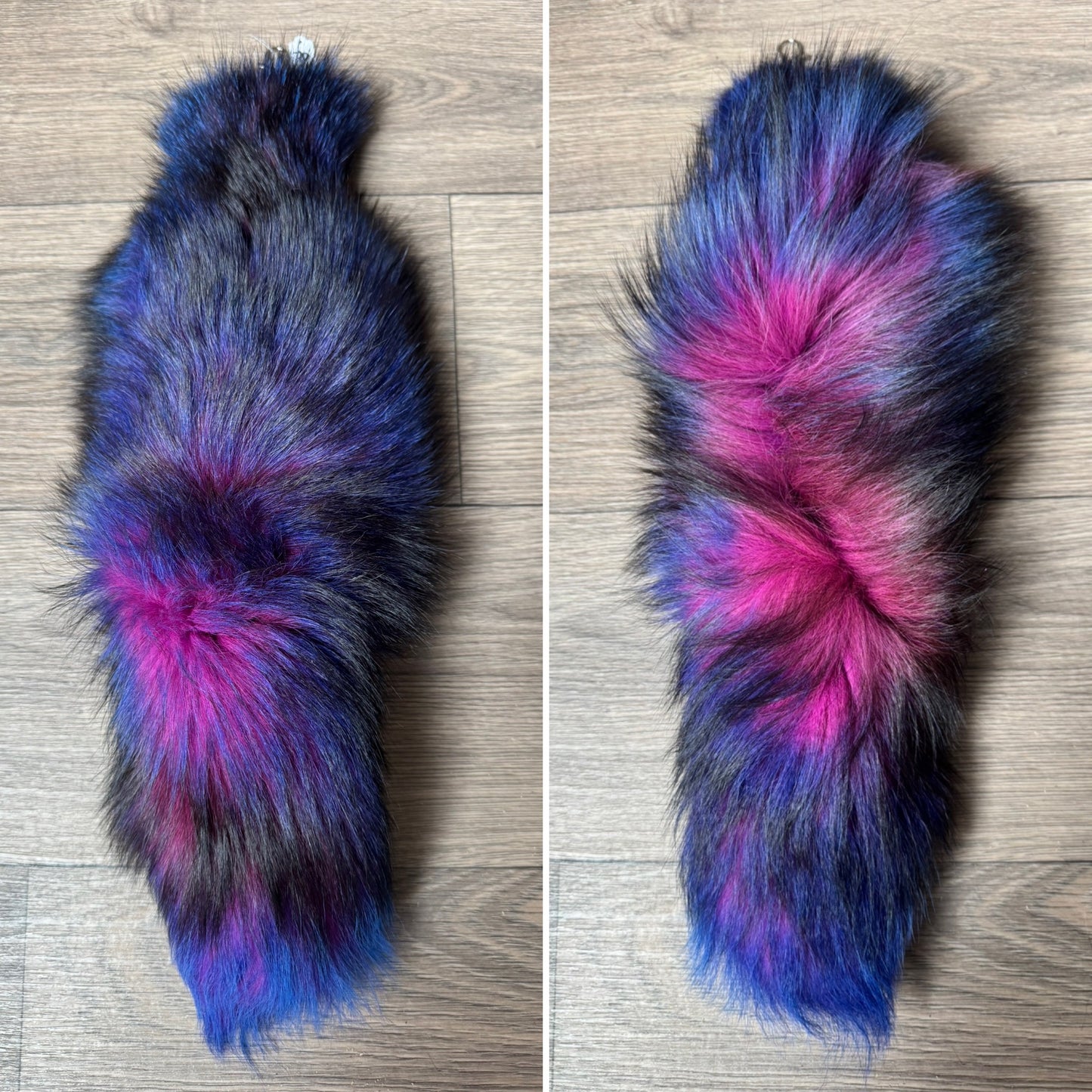 “Galaxy” dyed Blue Frost fox tail keychain (70)