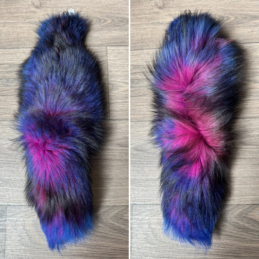 “Galaxy” dyed Blue Frost fox tail keychain (70)