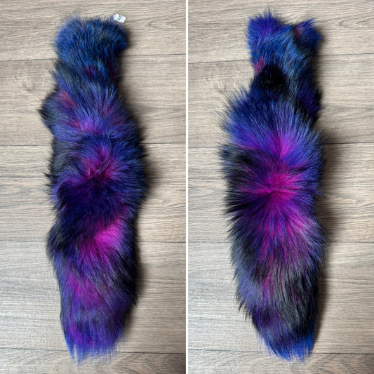 “Galaxy” dyed Blue Frost fox tail keychain (105)
