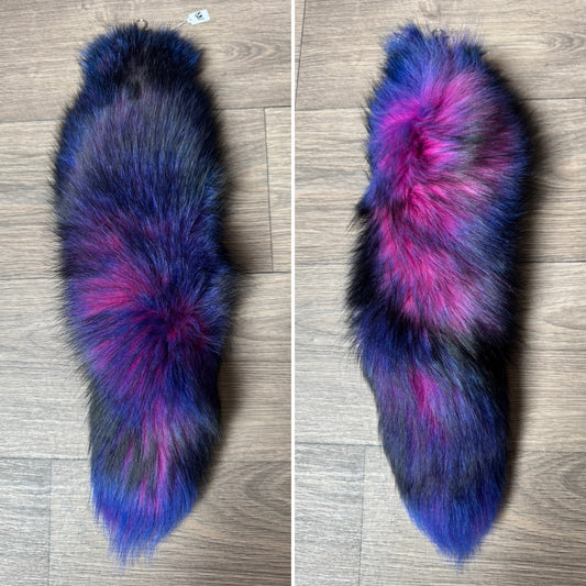 “Galaxy” dyed Blue Frost fox tail keychain (188)