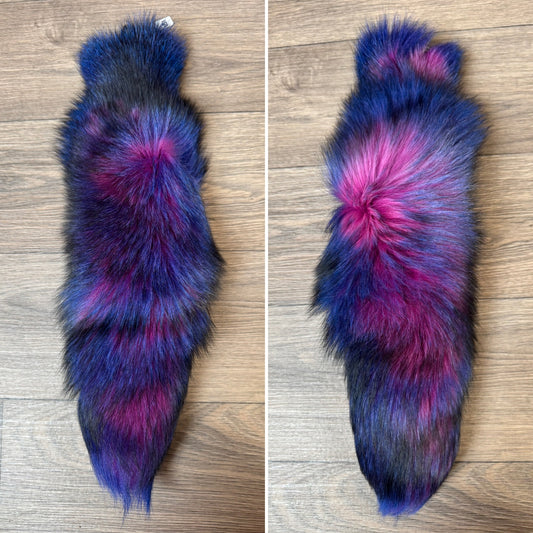 “Galaxy” dyed Blue Frost fox tail keychain (181)
