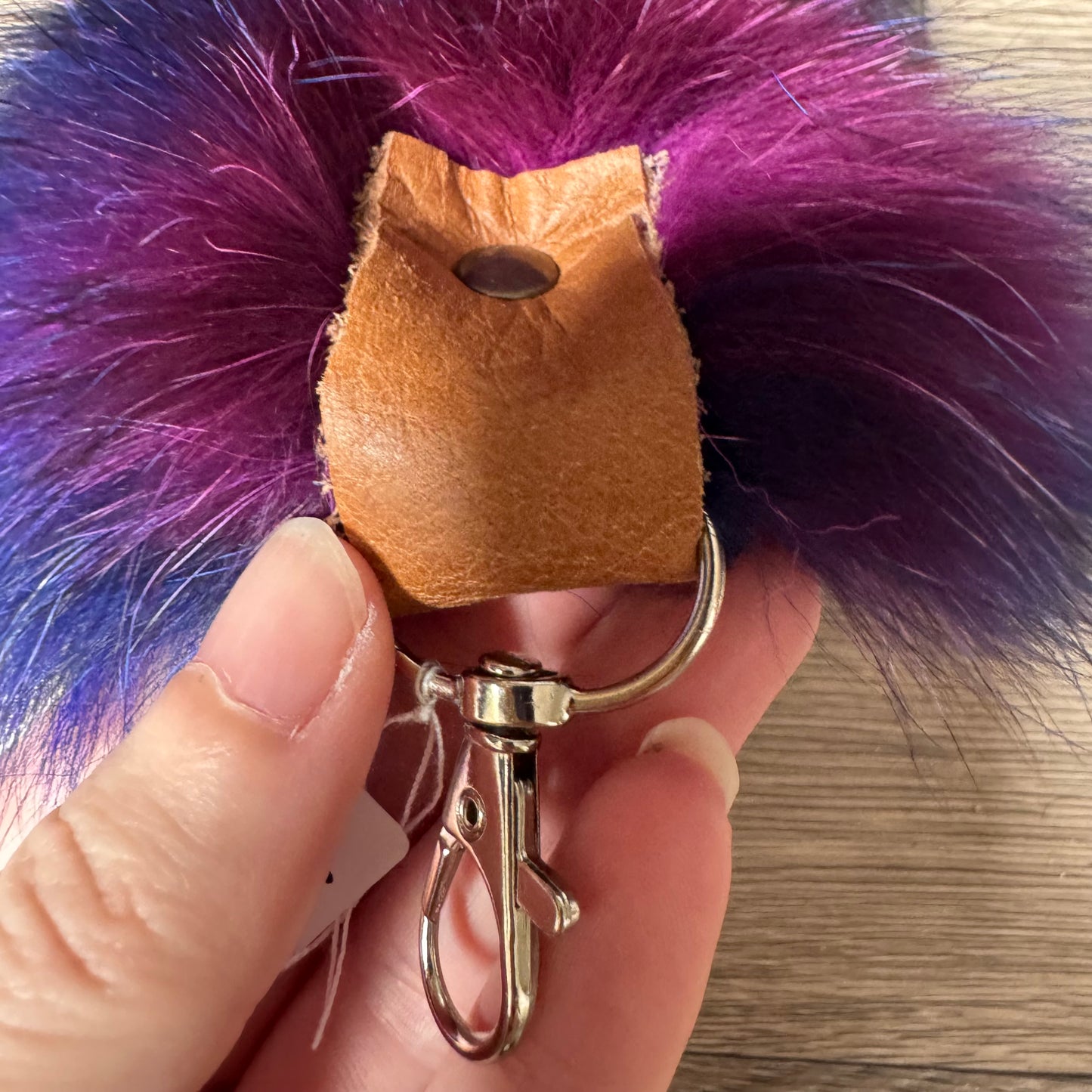 “Galaxy” dyed Blue Frost fox tail keychain (23)