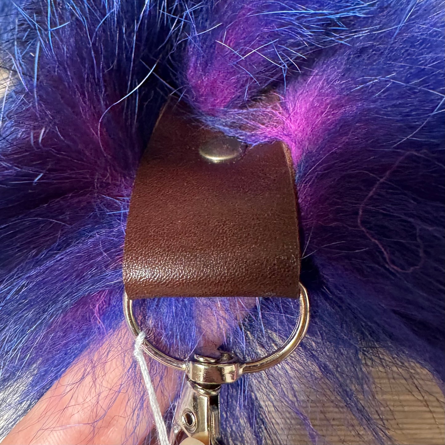“Galaxy” dyed Blue Frost fox tail keychain (178)