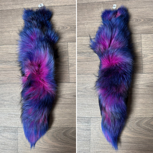“Galaxy” dyed Blue Frost fox tail keychain (178)