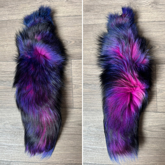 “Galaxy” dyed Blue Frost fox tail keychain (122)