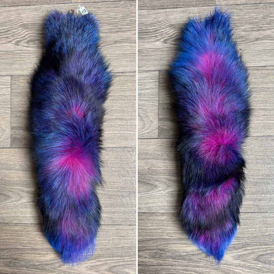 “Galaxy” dyed Blue Frost fox tail keychain (157)