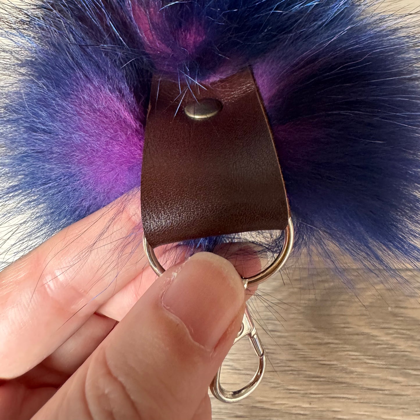 “Galaxy” dyed Blue Frost fox tail keychain (70)