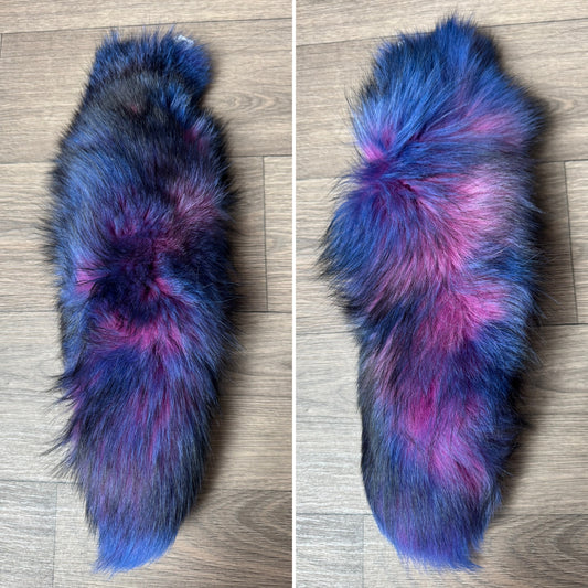 “Galaxy” dyed Blue Frost fox tail keychain (19)