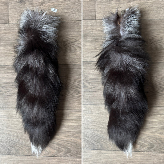 Silver fox tail keychain (129)
